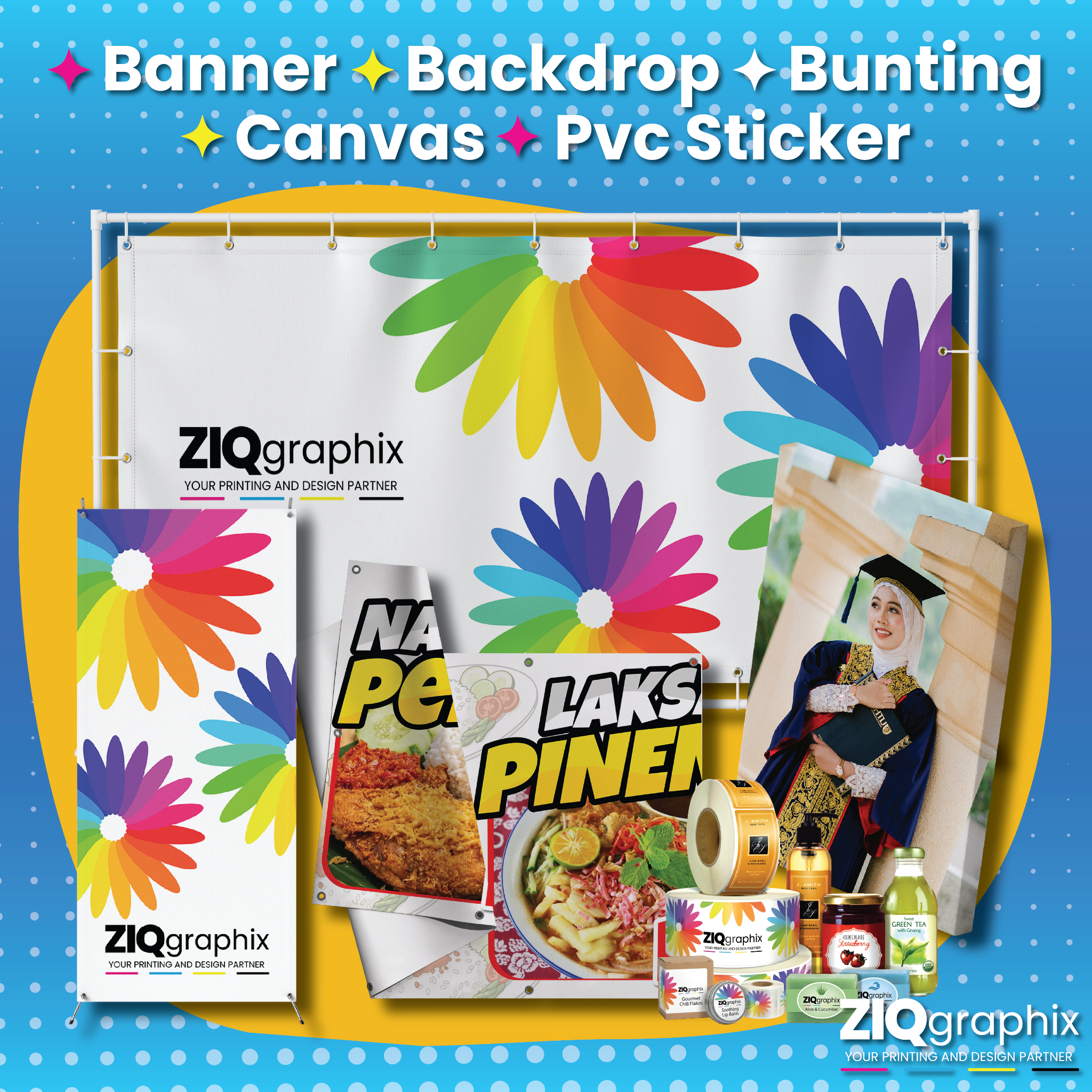 Koleksi hasil printing dan design ZIQgraphix